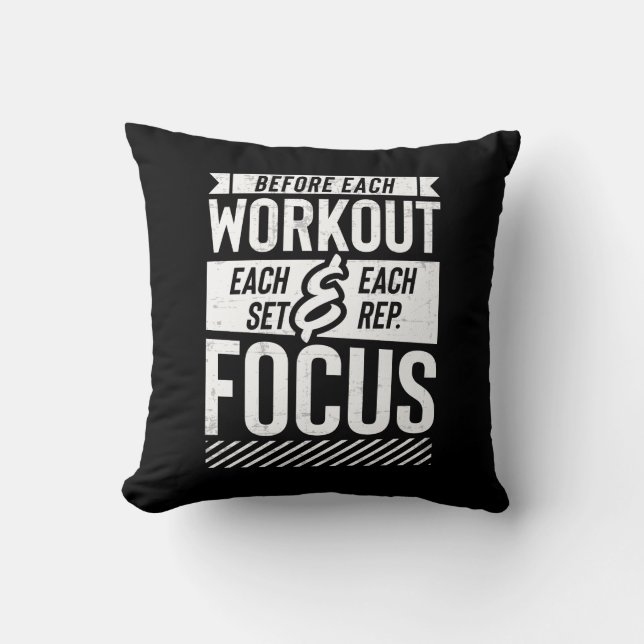 Fitness Gym Workout Motivational Saying Throw Pillow (Front)
