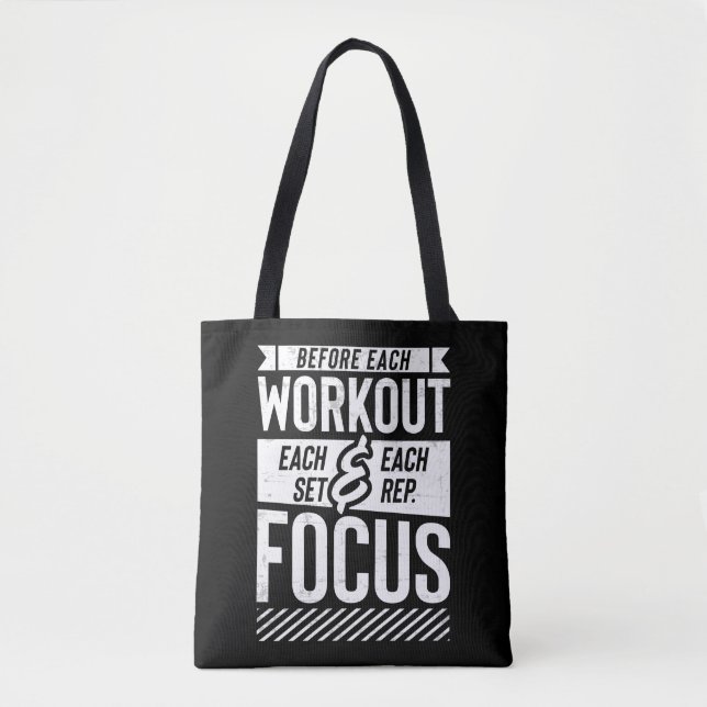 Fitness Gym Workout Motivational Saying Tote Bag (Front)