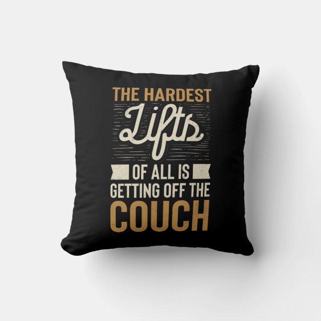Fitness Gym Workout Weightlifting Quote Throw Pillow (Front)