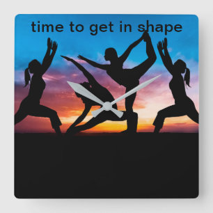 Fitness Health Theme Square Wall Clock