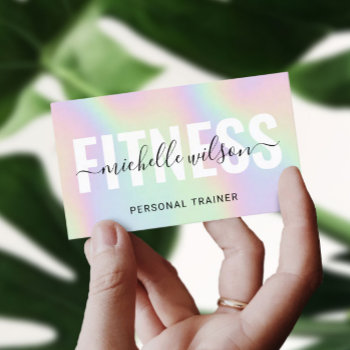 Fitness Holographic Typography Personal Trainer Business Card by BlackEyesDrawing at Zazzle