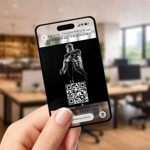 Fitness Instructor Mobile Phone Photo QR Code Clear Business Cards