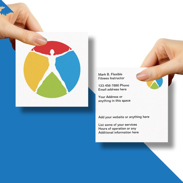 Fitness Instructor Modern Design Square Business Card (Creator Uploaded)