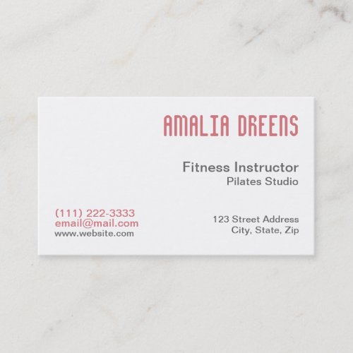 Fitness Instructor on white Business Cards