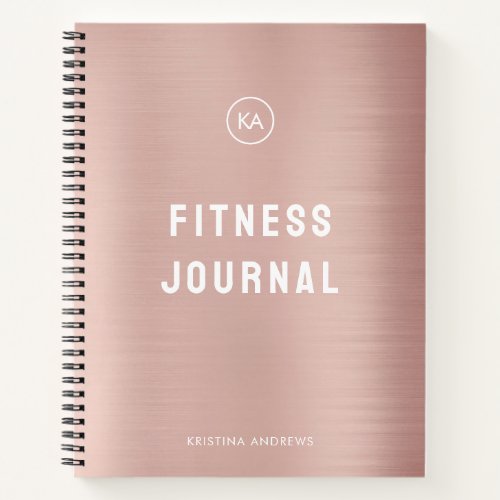 Fitness Journal Pink Rose Gold Monogrammed