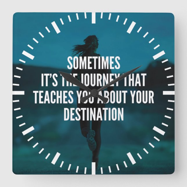 Fitness Journey - Women's Workout Motivational` Square Wall Clock (Front)