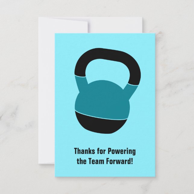 Fitness Kettlebell Portrait Referral Thank You  Note Card (Front)