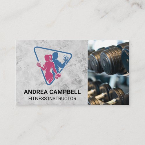 Fitness Logo  Gym Weights Business Card