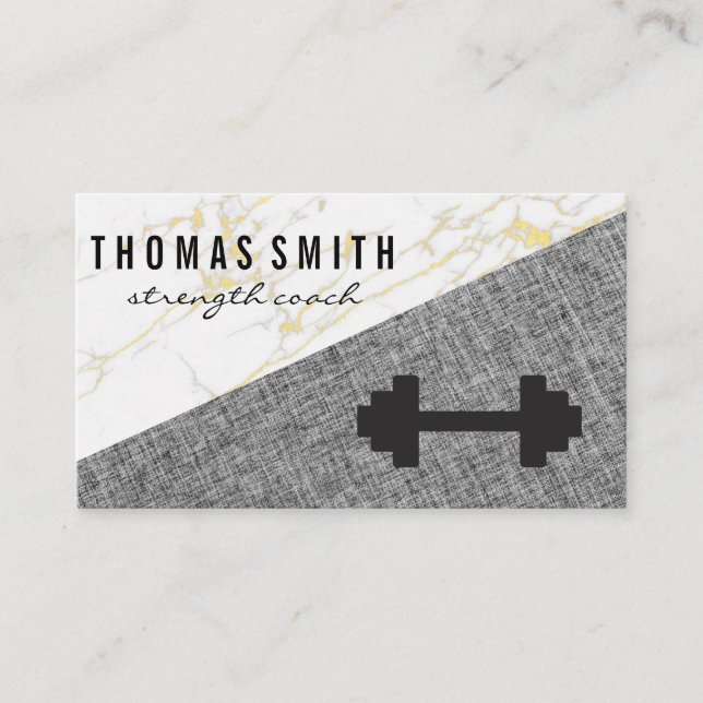 Fitness Logos | Marble | Linen Business Card (Front)