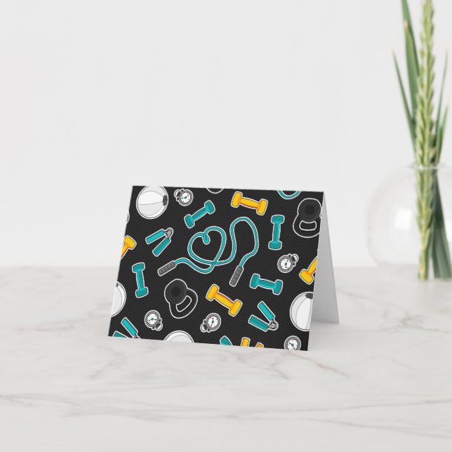 Fitness Love Pattern Aqua and Yellow Card (Front)