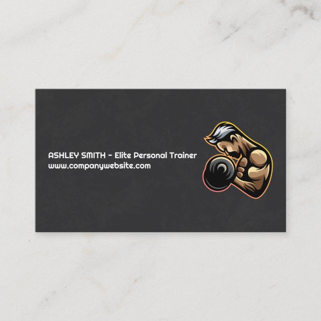 Fitness | Man Curling Weight Business Card (Front)