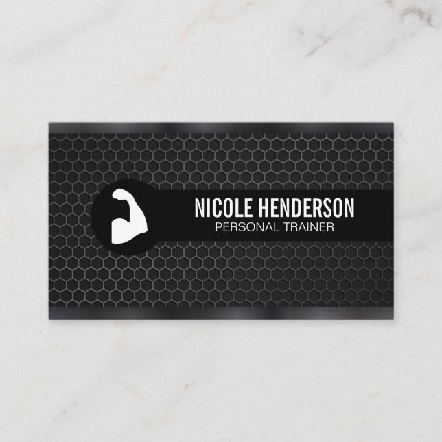 Fitness Manager | Gun Metal Trim | Carbon Fiber Business Card (Front)