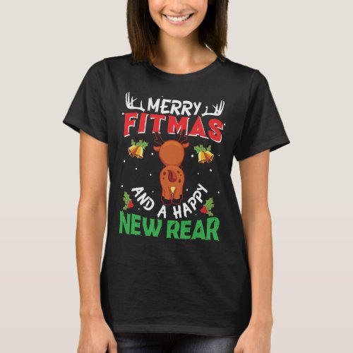 Fitness Merry Fitmas Happy New Rear T_Shirt