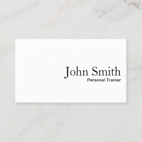 Fitness Minimalist Plain White Personal Trainer Business Card