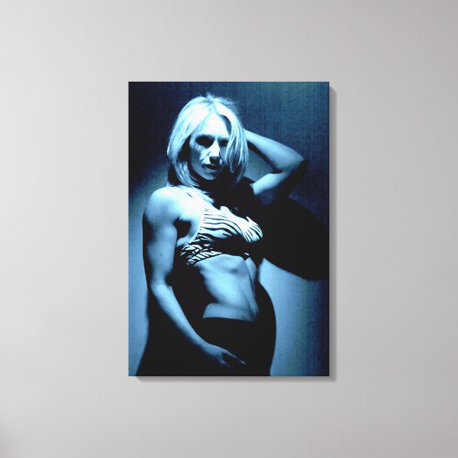 fitness model b&w wrapped canvas print (Front)