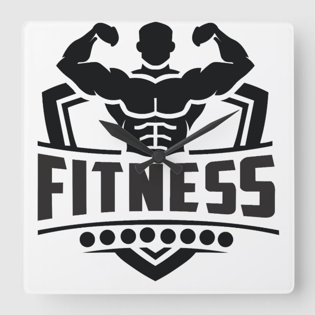 Fitness Motivation Graphic | Strong & Active Life Square Wall Clock (Front)