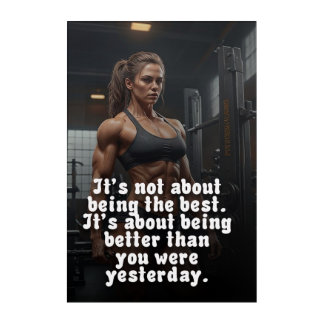 FITNESS MOTIVATION POSTER WITH QUOTE ACRYLIC PRINT