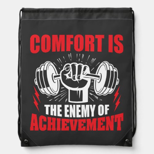 Fitness Motivation Quote Dumbbell Lifting Gym Drawstring Bag