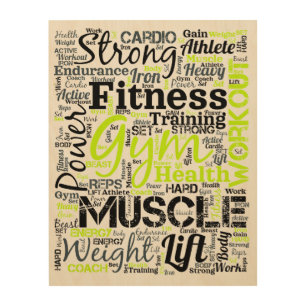 Fitness Motivation Typography Design Wood Wall Art