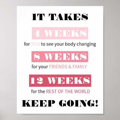 Fitness Motivation Weight Loss Pink Poster