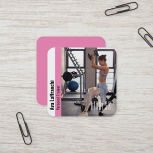 Fitness Personal Trainer Active Sports Square Business Card