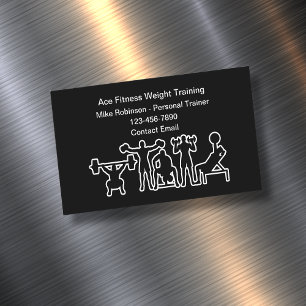 Fitness Personal Trainer And Coach Business Card Magnet