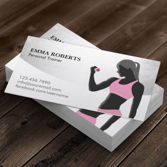 Fitness Personal Trainer Beauty Girl Modern Business Card (Creator Uploaded)