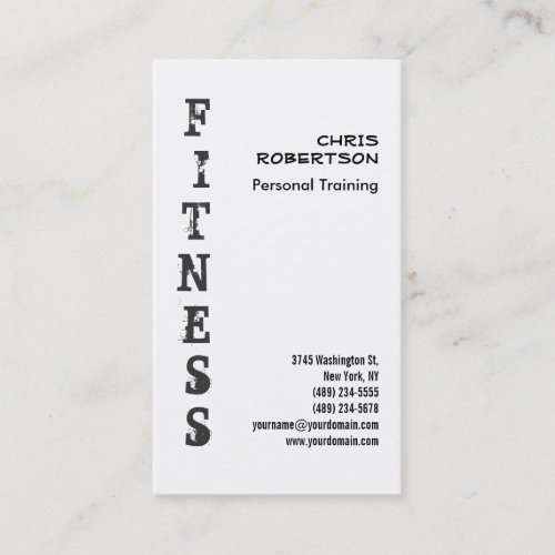 Fitness Personal Trainer Black White Business Card