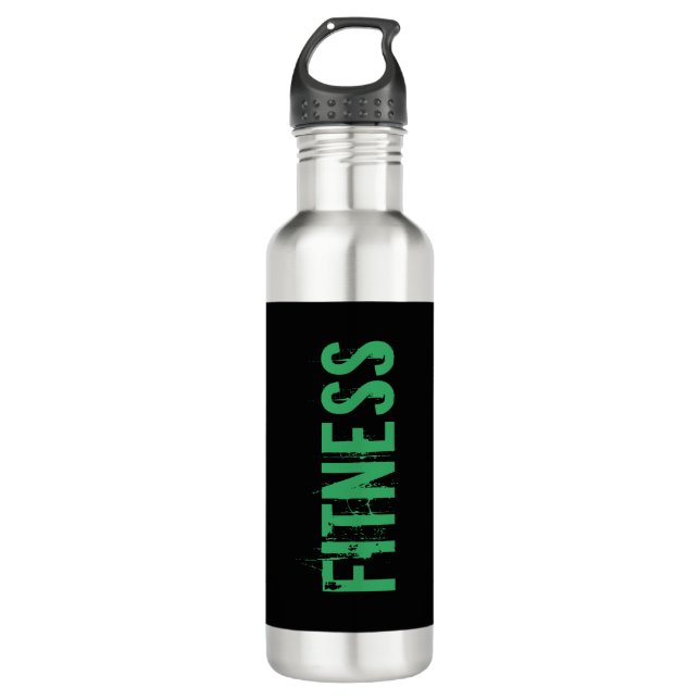 Fitness Personal Trainer Bodybuilding Modern Black Stainless Steel Water Bottle (Front)