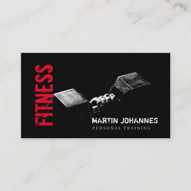 Fitness Personal Trainer Bodybuilding Modern Sharp Business Card (Front)