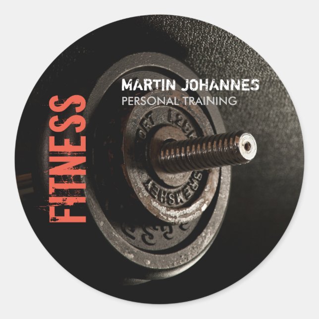 Fitness Personal Trainer Bodybuilding Modern Sharp Classic Round Sticker (Front)