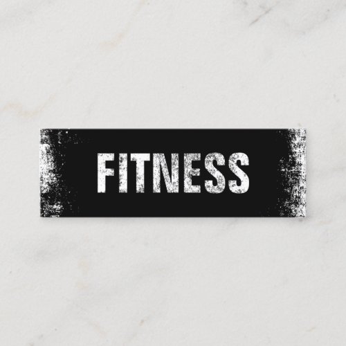 Fitness Personal Trainer Bold Black Grunge Mini Business Card