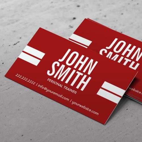 Red Sport Stripes Personal Trainer Business Card