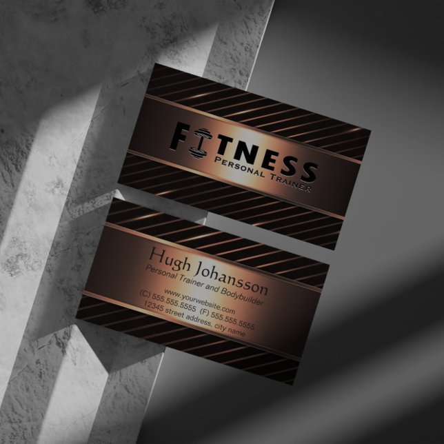 Fitness Personal Trainer Bold Text Dumbbell Logo Business Card (Creator Uploaded)