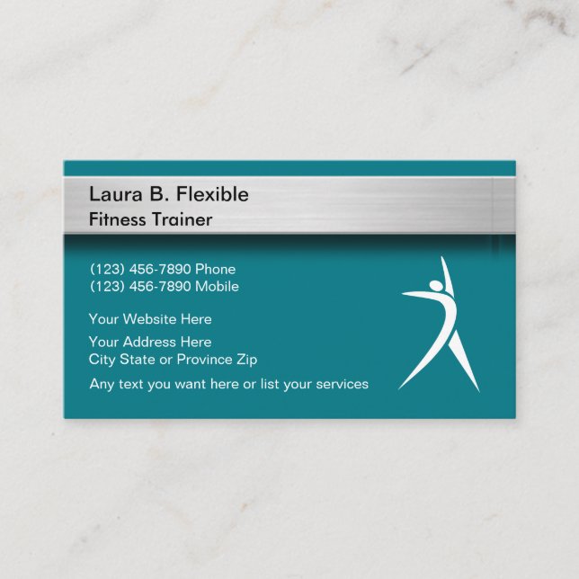 Fitness Personal Trainer Business Cards (Front)