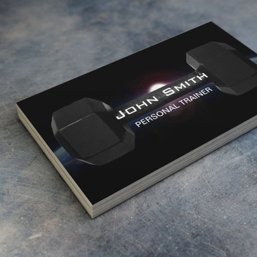 Customizable Fitness Personal Trainer Dumbbell &amp; Earth Business Card