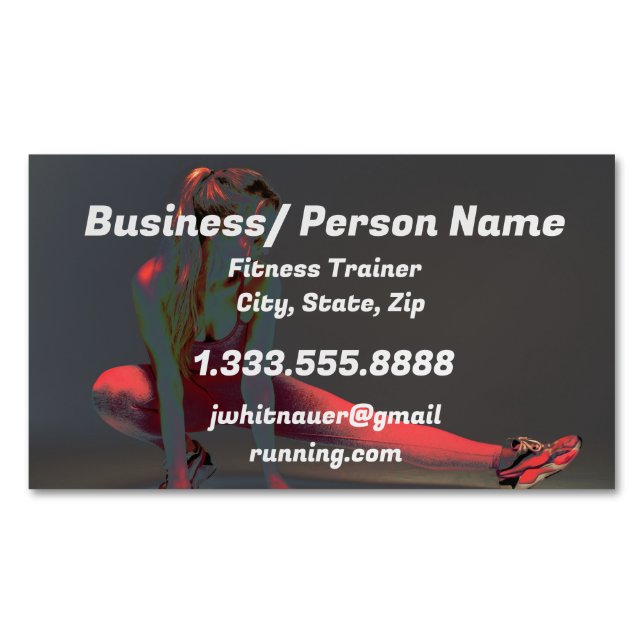Fitness Personal Trainer, Fitness Instructor  Business Card Magnet (Front)
