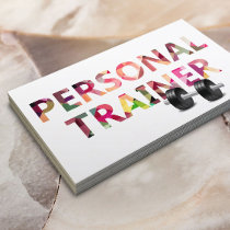 Fitness Personal Trainer Geometric Mosaic Text Business Card