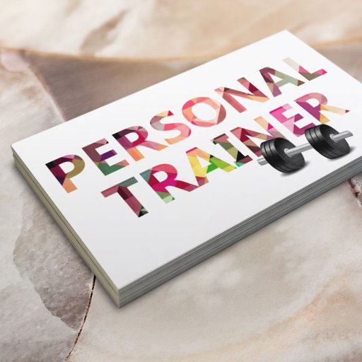 Customizable Fitness Personal Trainer Geometric Mosaic Text Business Card