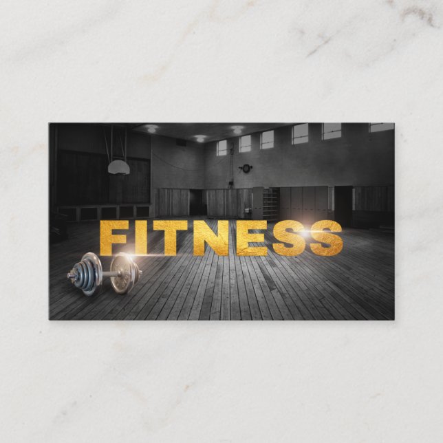 Fitness Personal Trainer Gold Typography Business  Business Card (Front)