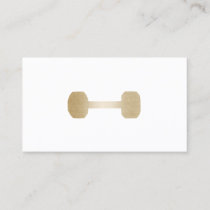 Fitness Personal Trainer Minimal Gold Dumbbell Business Card