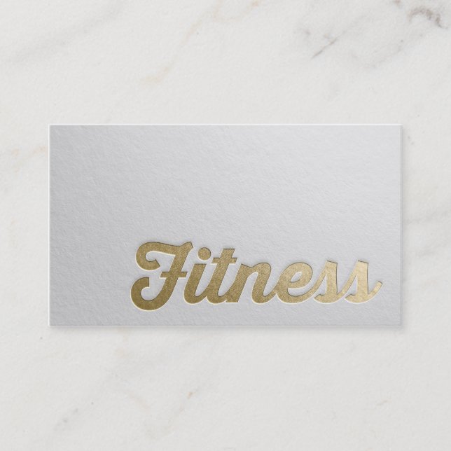 Fitness Personal Trainer Minimal White Gold Emboss Business Card (Front)