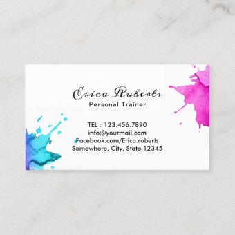 Fitness Personal Trainer Modern Colorful Business Card 