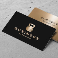 Fitness Personal Trainer Modern Gold Kettlebell Business Card