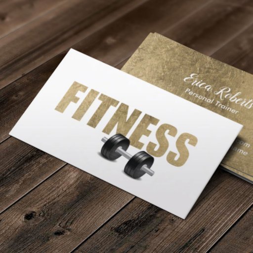 Customizable Fitness Personal Trainer Modern Gold Typography Business Card