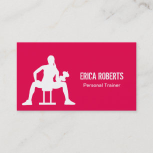 Fitness Personal Trainer Modern Hot Pink Business Card