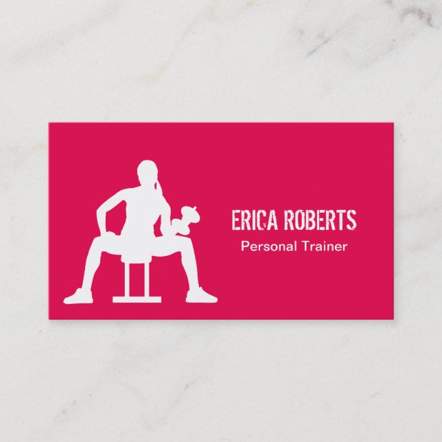 Fitness Personal Trainer Modern Hot Pink Business Card (Front)
