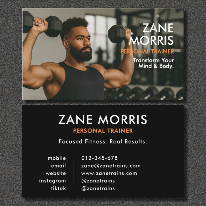 Fitness Personal Trainer Photo Business Card