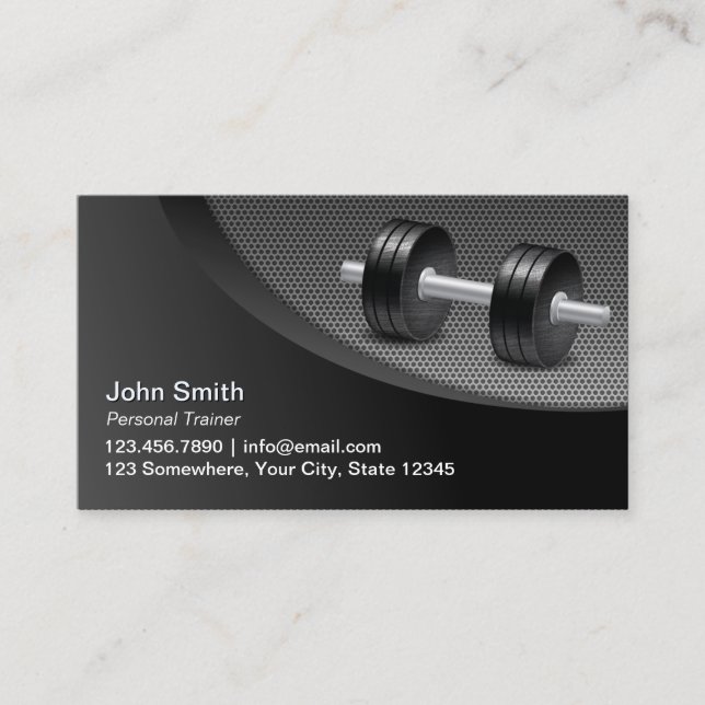 Fitness Personal Trainer Professinal Metallic Business Card (Front)