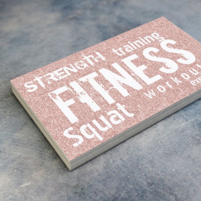 Fitness Personal Trainer Rose Gold Glitter Business Card (Creator Uploaded)